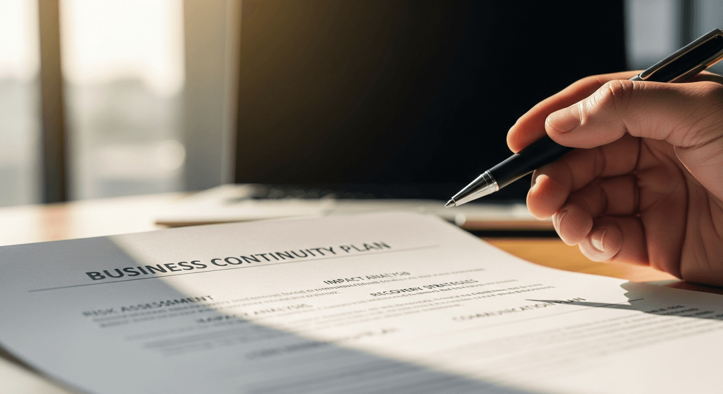 Risk assessment matrix for business continuity planning with threat levels