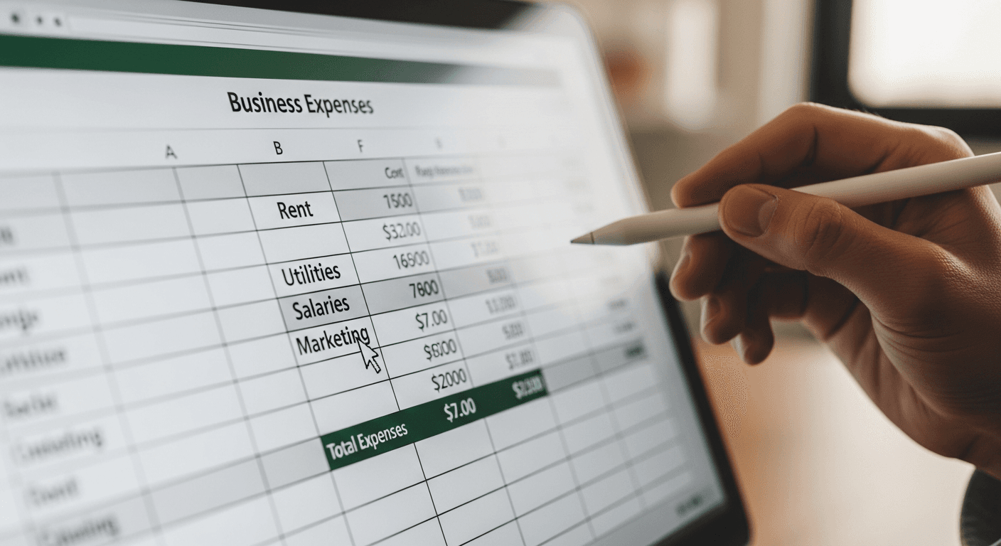 Excel formula showing SUM function calculating monthly expense totals by category