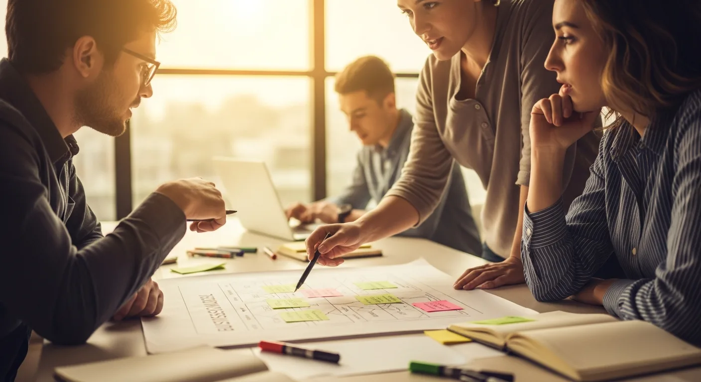 Business model canvas workshop with team collaboration