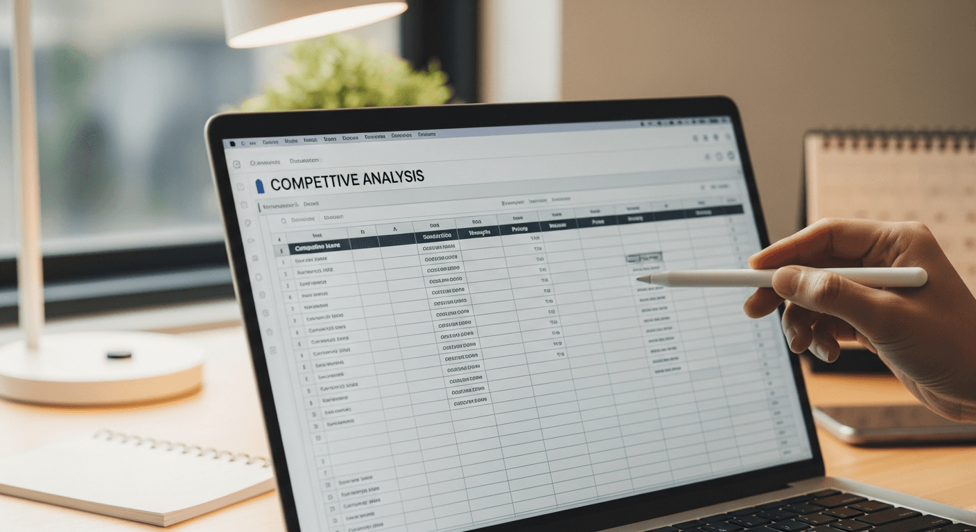 Competitor marketing strategy analysis showing digital presence evaluation