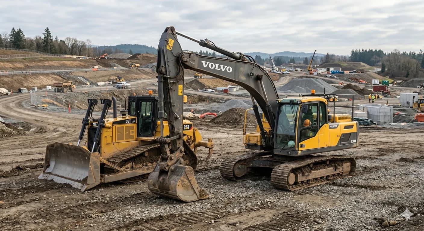 Construction equipment on a job site