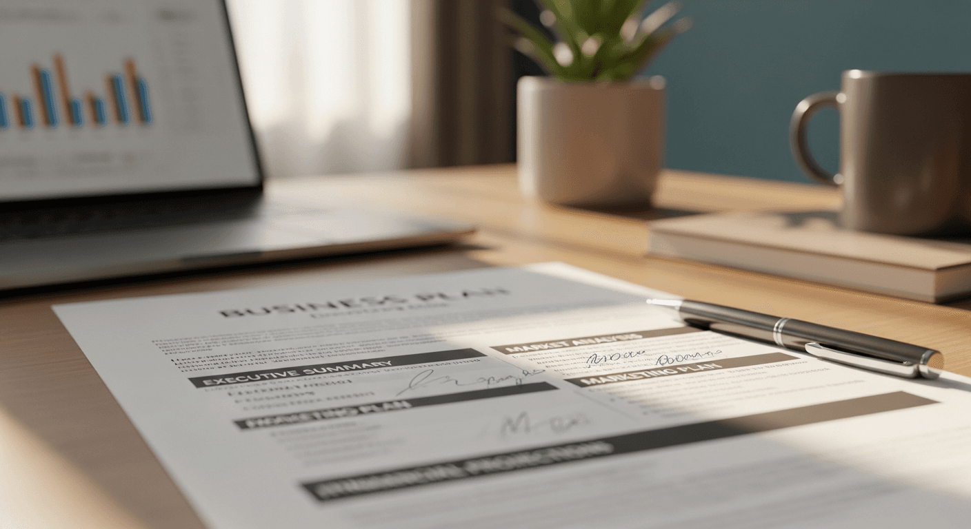 E-commerce business plan document with financial projections and market analysis