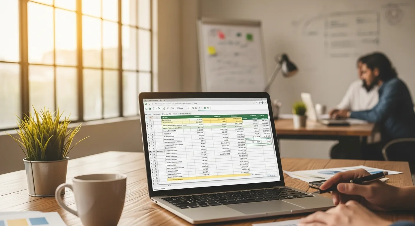 Excel financial statement template showing income statement with revenue and expense categories