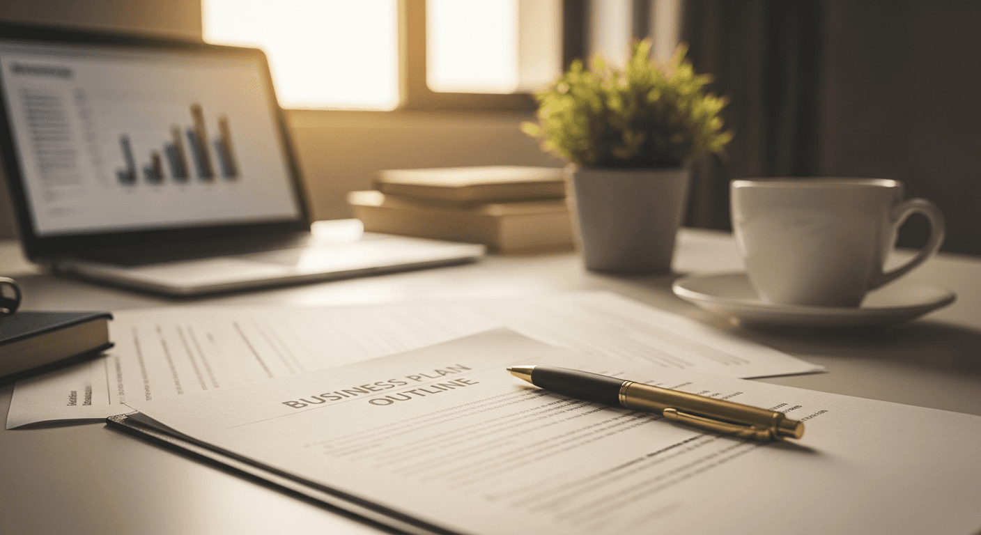 Home-based business owner managing online store from kitchen table with laptop and products