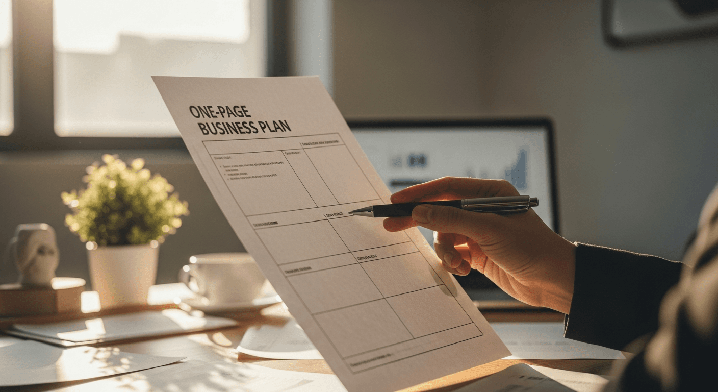Business plan template filled out with sample business information