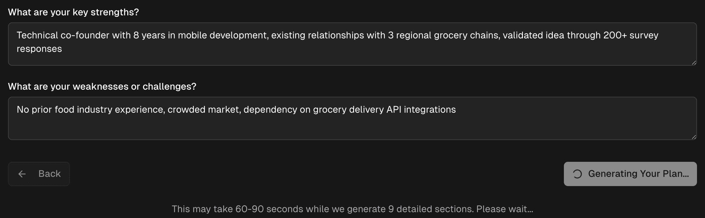2. Get a 30+ page business plan in 60 seconds