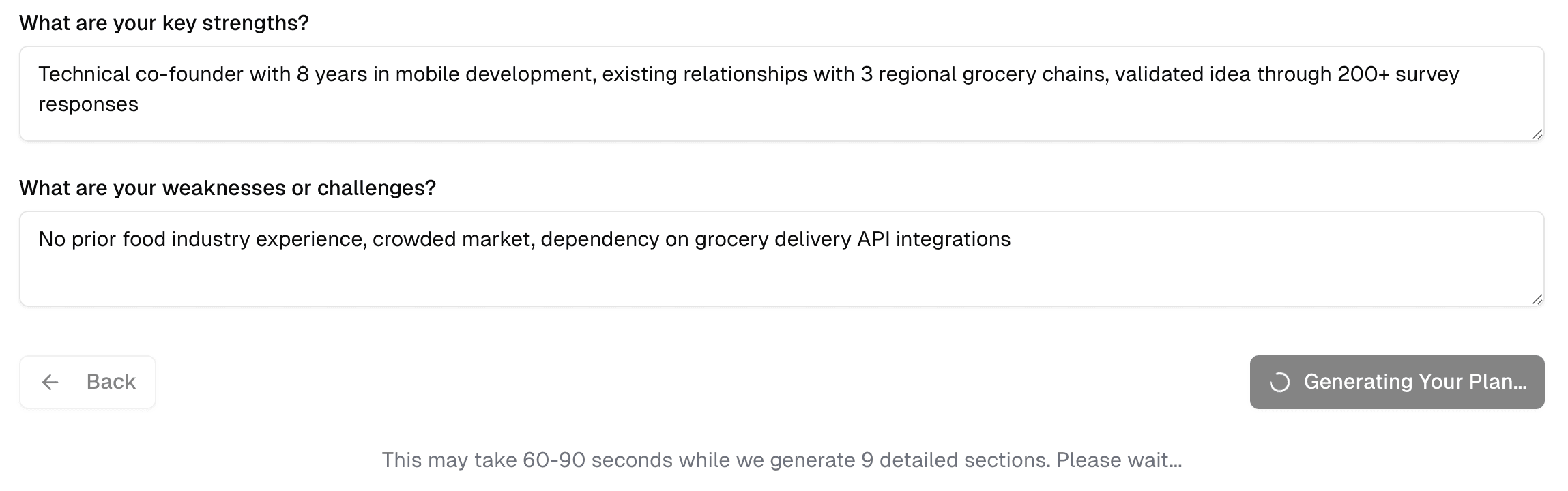 2. Get a 30+ page business plan in 60 seconds