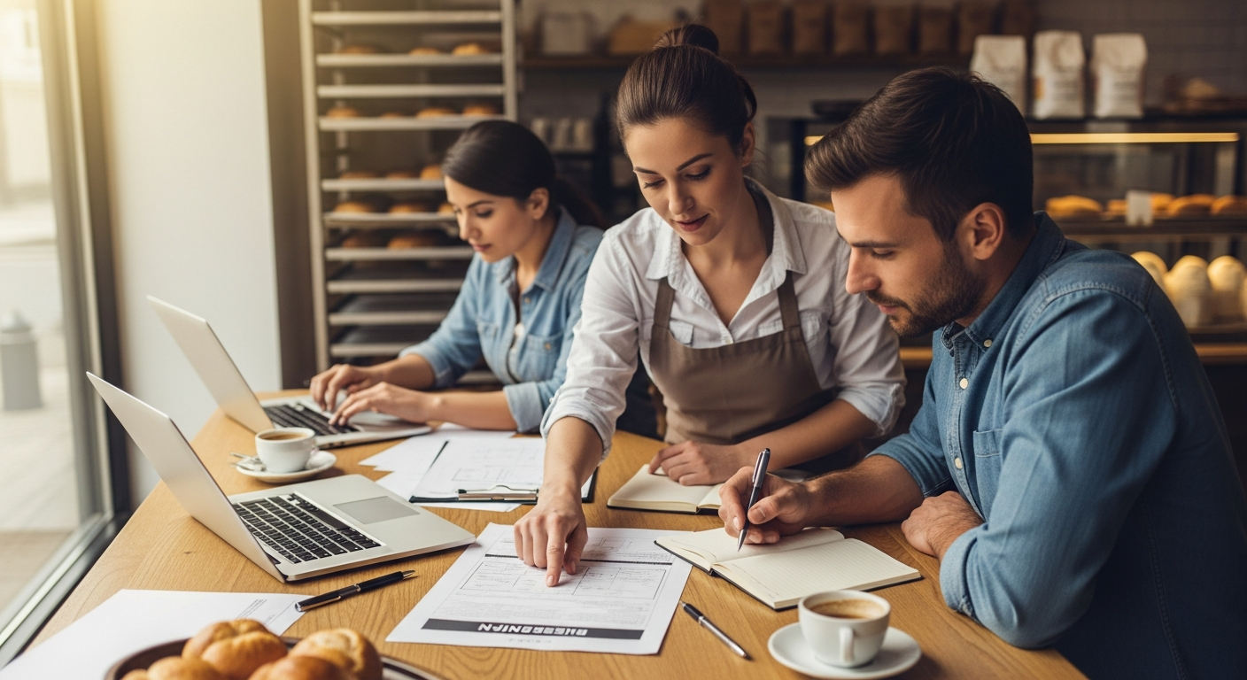 Monthly bakery revenue projections chart showing seasonal patterns