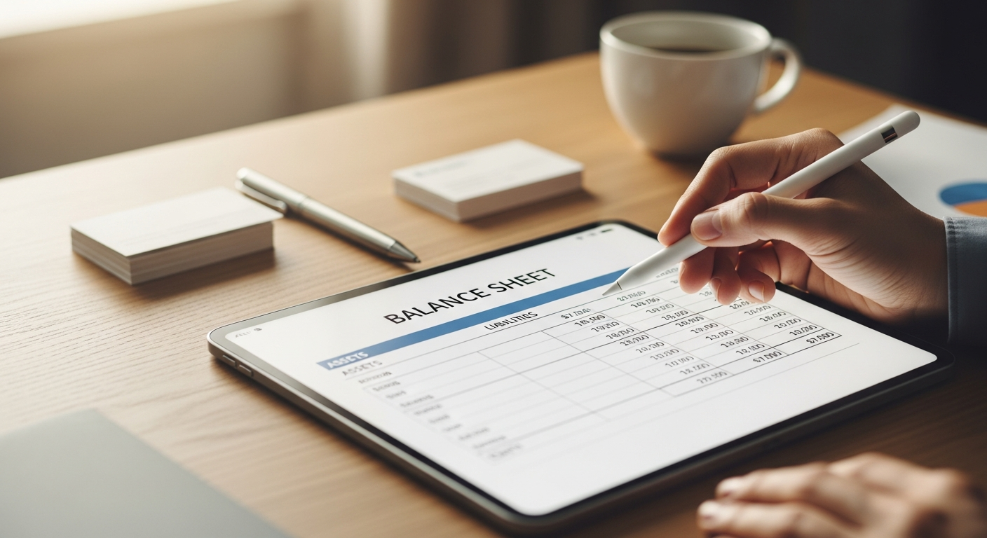 Sample balance sheet with actual numbers filled in for a small business