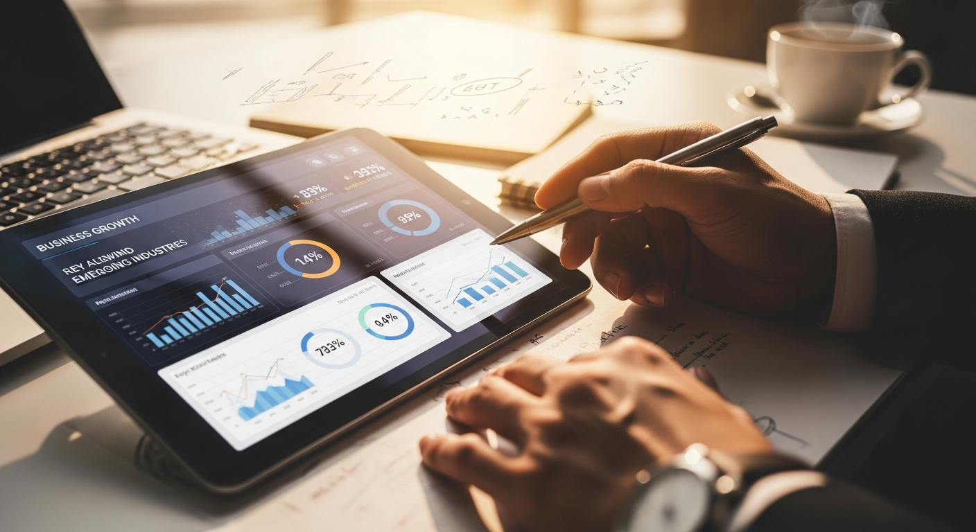 Healthcare professional reviewing patient data in a modern clinic setting