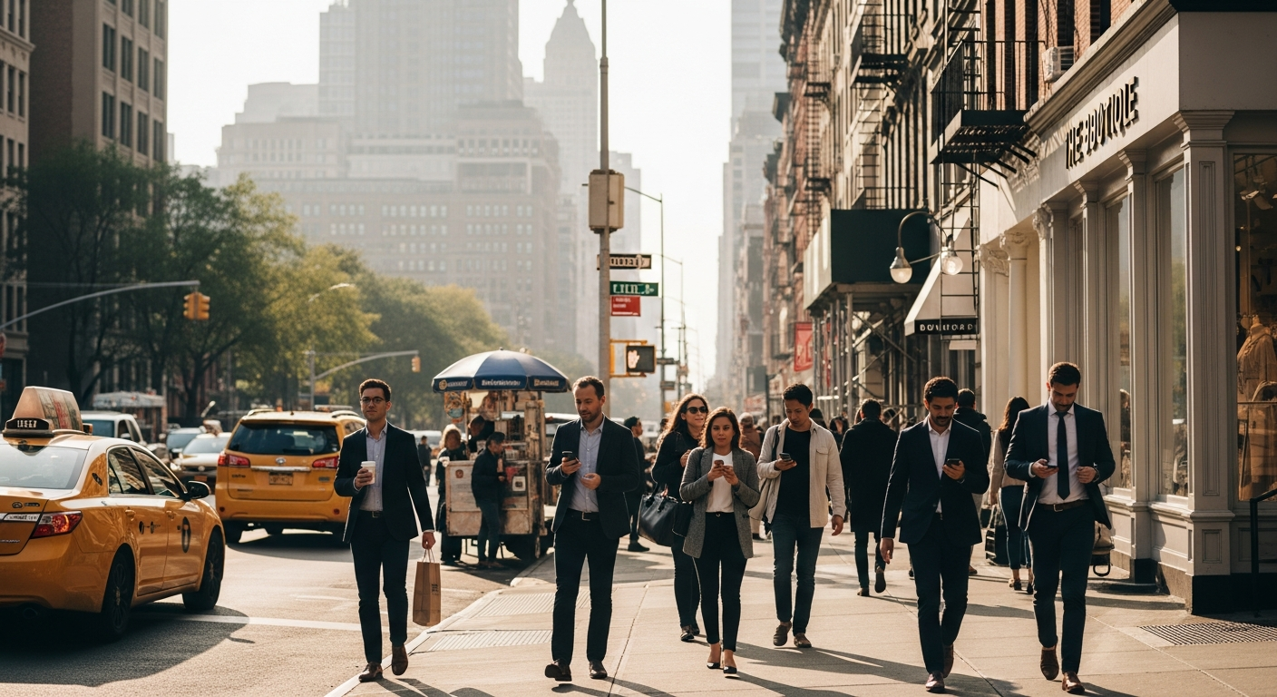 New York City business district with entrepreneurs and small business owners