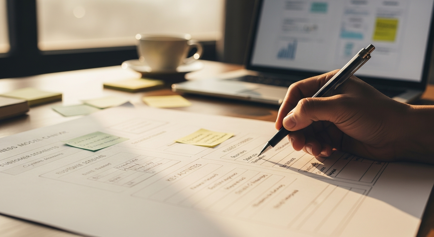 Example of completed business model canvas for a SaaS company
