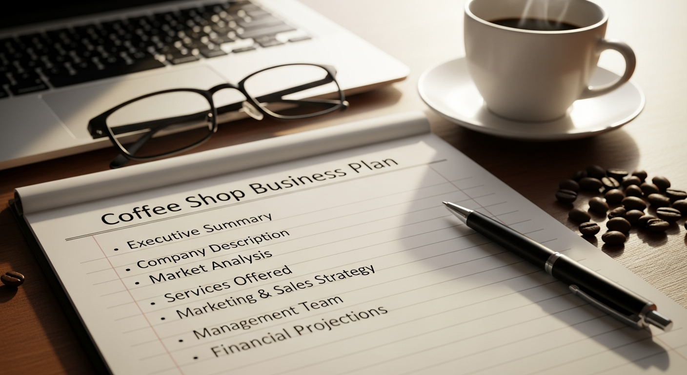 Coffee shop floor plan and equipment layout for business planning