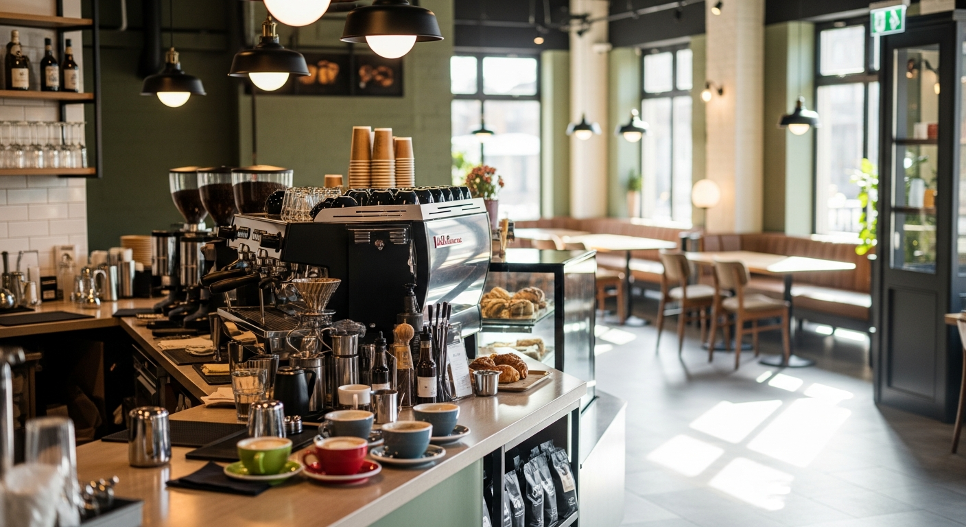 Coffee shop business plan template showing financial projections and market analysis