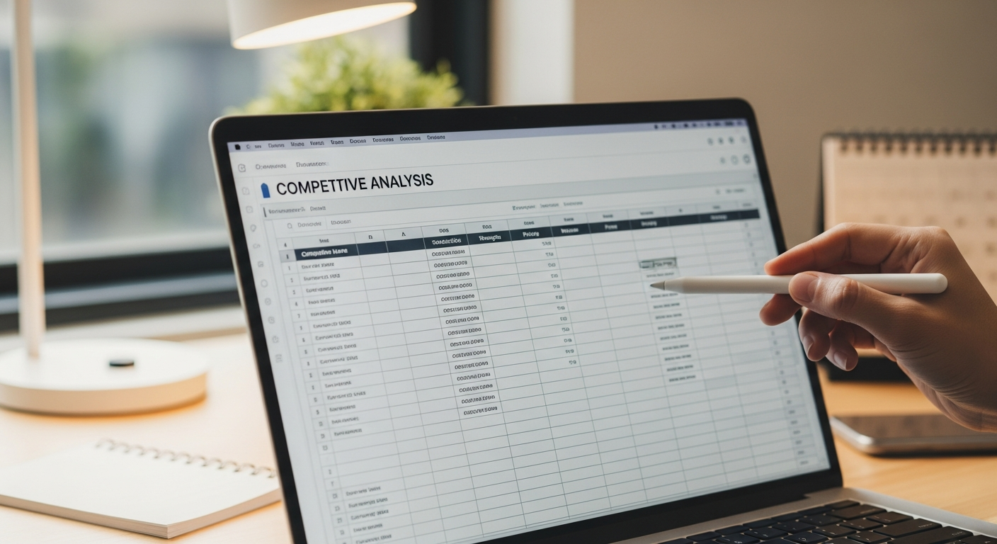 Competitor marketing strategy analysis showing digital presence evaluation