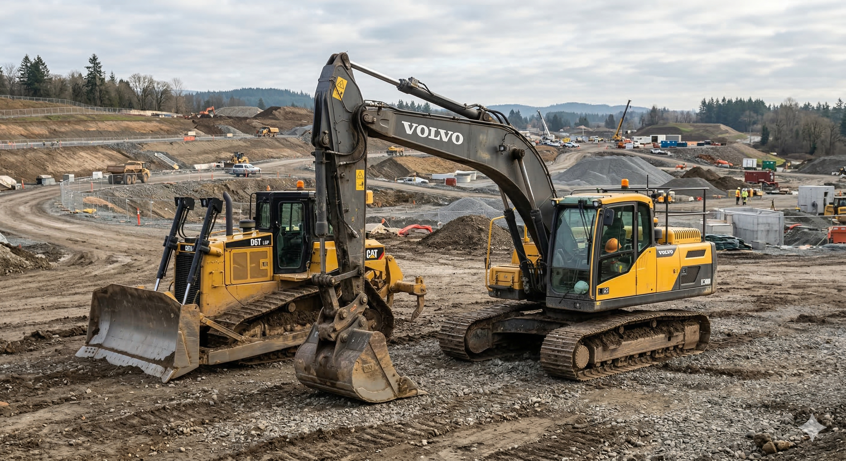 Construction equipment on a job site