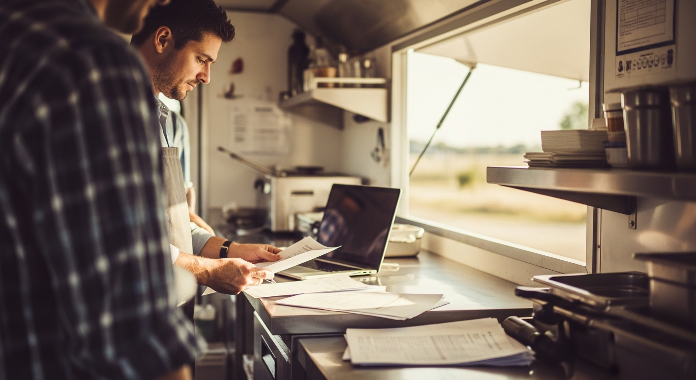 Food truck financial dashboard showing key performance metrics and cost breakdown