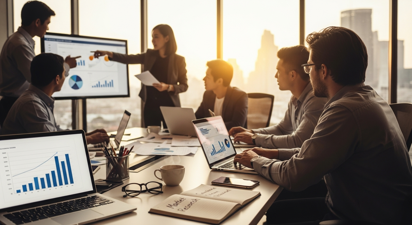 Person planning business startup with laptop and business plan documents on desk - how to become an entrepreneur