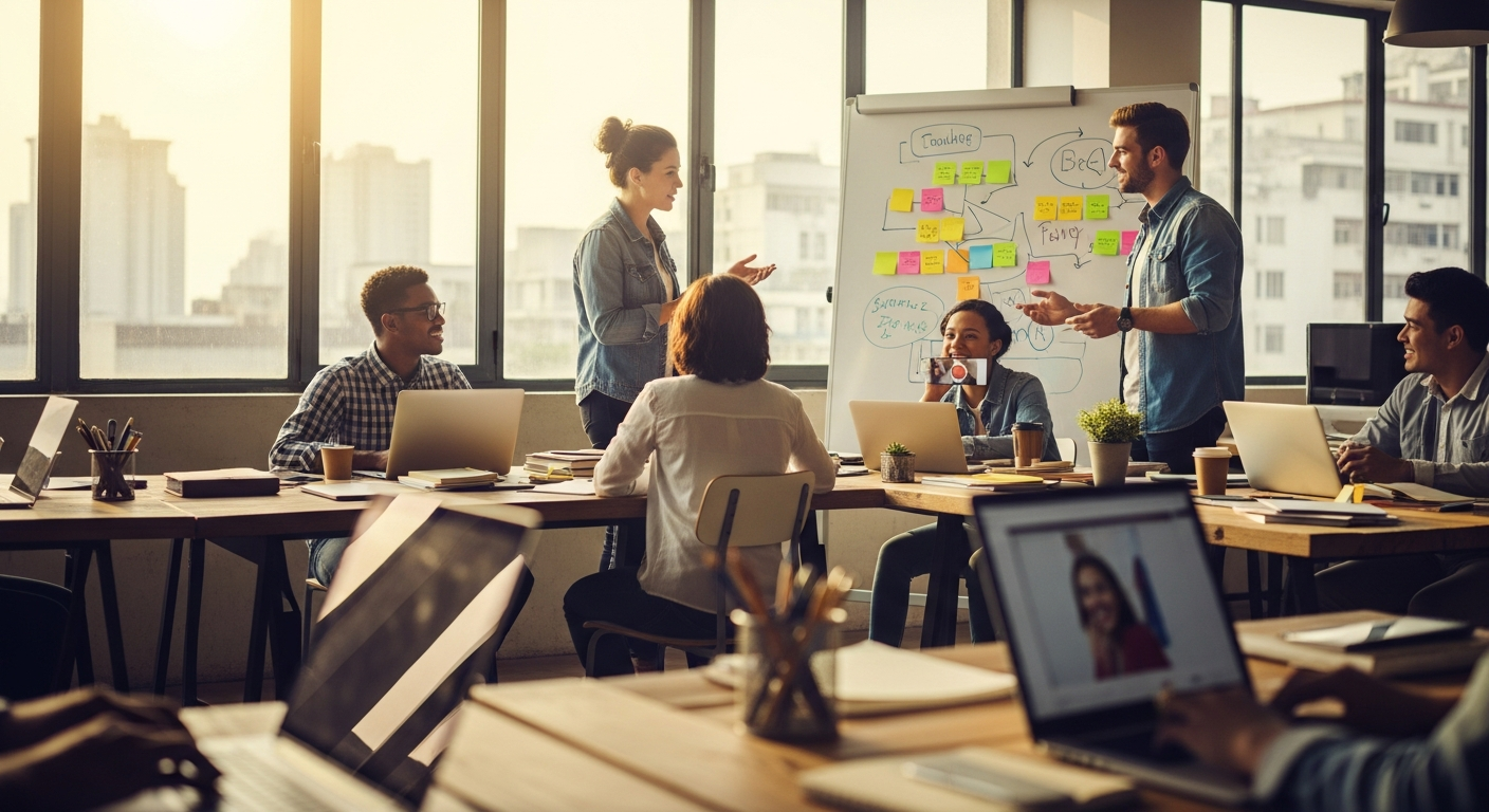 Young entrepreneur working on laptop planning how to start a business with no money
