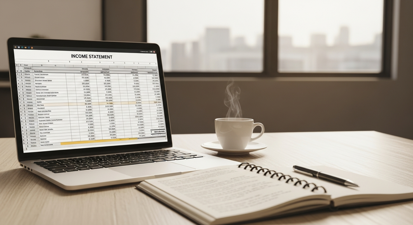 Income statement template Excel spreadsheet with revenue and expense categories