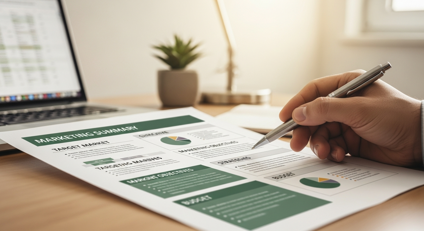 Marketing budget breakdown template with percentage allocations