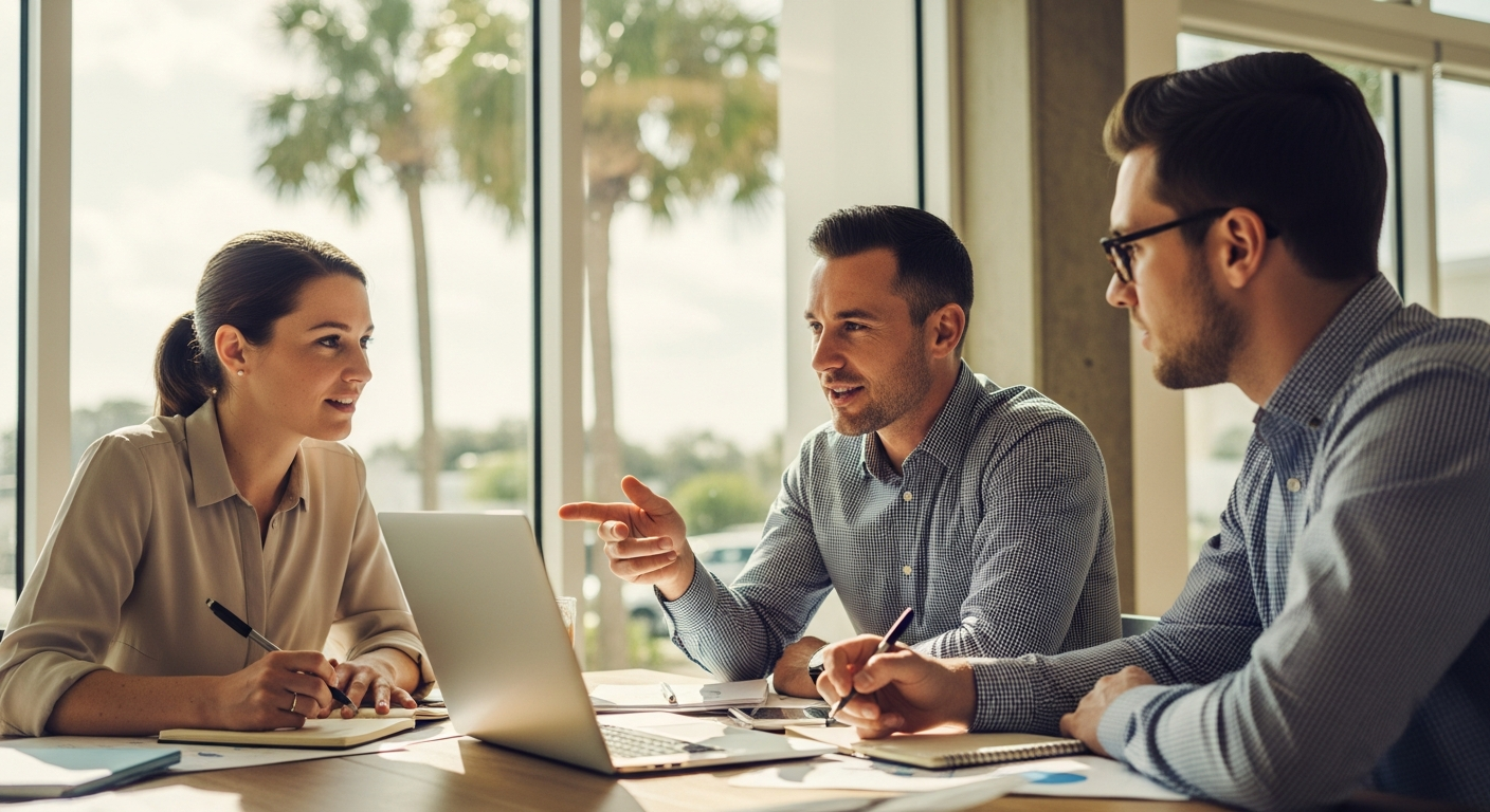 Charter fishing boat on Florida's coastline at sunset