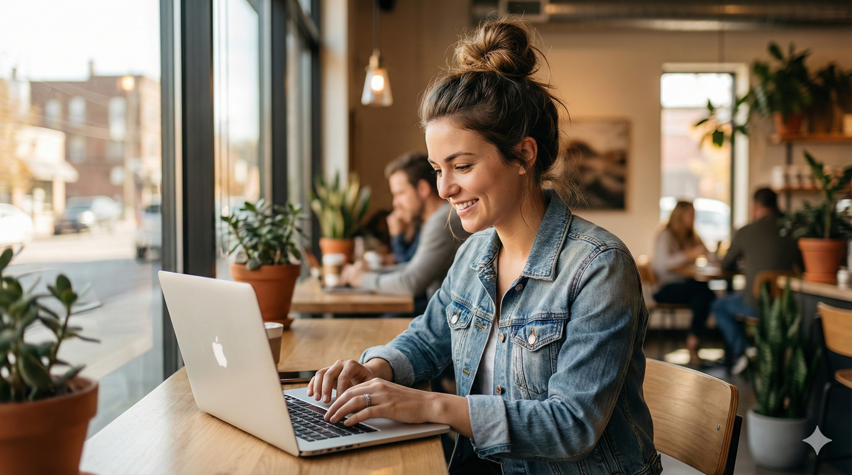 Person working on a business idea from a coffee shop