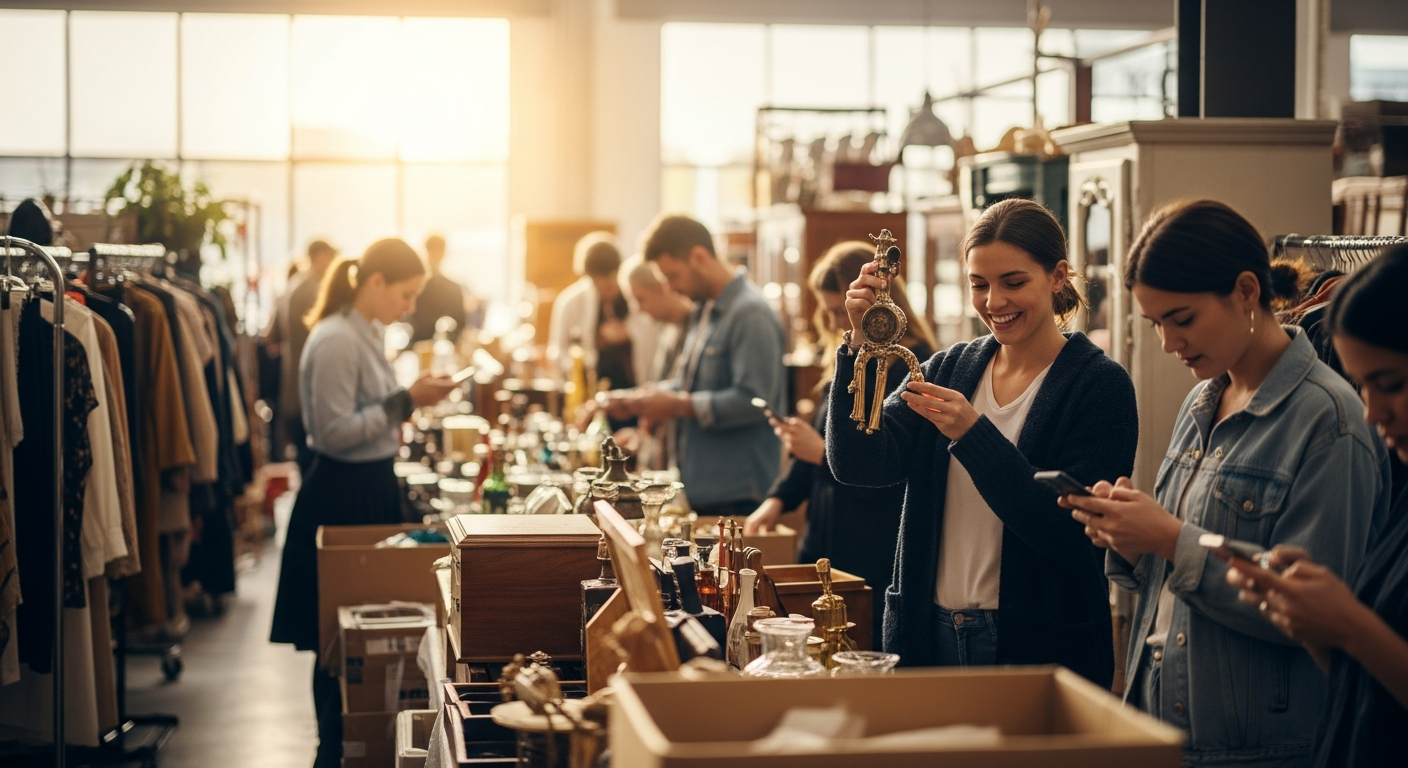 Person researching products on laptop for how to start reselling business setup