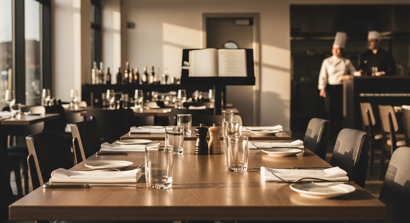 Restaurant startup checklist planning with documents and permits on table