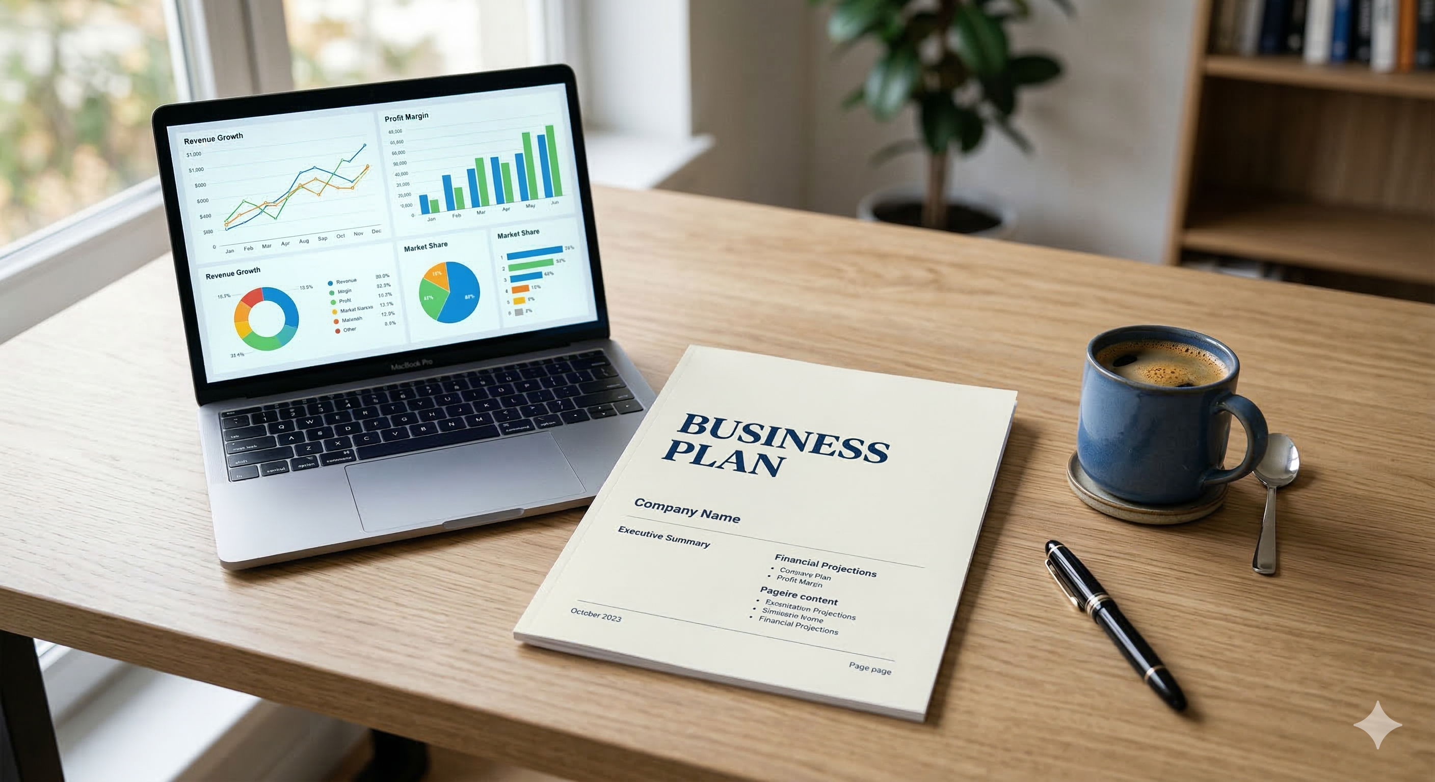 SBA business plan template overview with financial documents