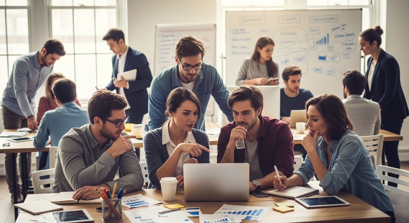 Startup founders reviewing investor profiles on AngelList platform