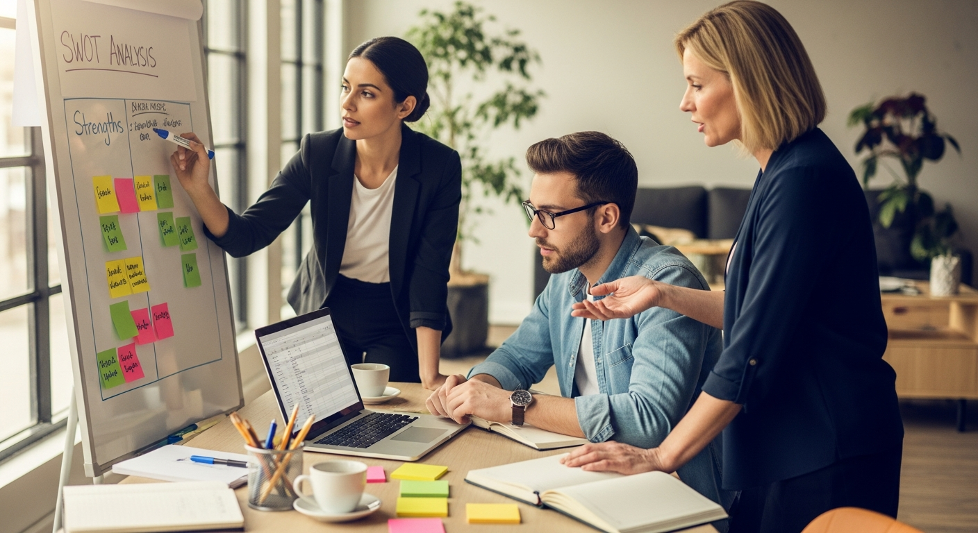 SWOT analysis integration into comprehensive business plan document