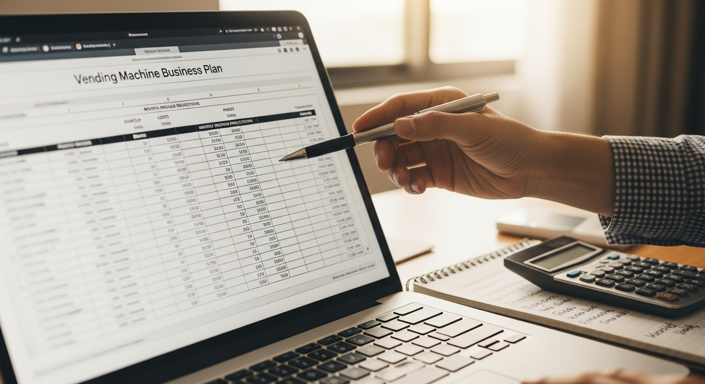 Daily revenue breakdown showing realistic vending machine sales by location type